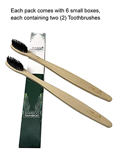 Cepillos de Dientes de Bambú EveEco 12 Piezas I Cerdas Suaves para Encías Sensibles I Carbón I Vegano I Madera Natural I Sin BPA I Reciclable y - imagen 5