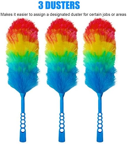 Tockrop Paquete de 3 Plumero Estático Arcoíris de 19” con Cabeza Lavable y Flexible - Más Fibras, Cabeza Más Grande, Menos Pérdida de Fibras - imagen 6