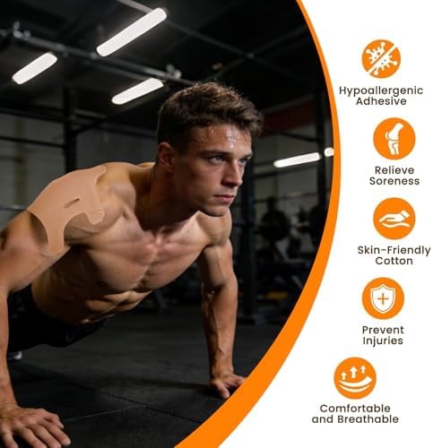 Cinta Kinesiológica Precortada 12 Pzs para Hombro - Soporte Deportivo Elástico Impermeable y Transpirable, Cinta Atlética Hipoalergénica Sin Látex - imagen 3