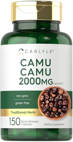 Carlyle Camu Camu con Vitamina C | 150 Cápsulas | Suplemento de Extracto de Hierbas | Myrciaria Dubia | Sin OGM y Sin Gluten - imagen 1