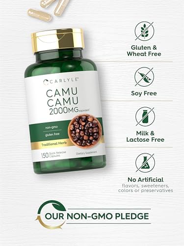 Carlyle Camu Camu con Vitamina C | 150 Cápsulas | Suplemento de Extracto de Hierbas | Myrciaria Dubia | Sin OGM y Sin Gluten - imagen 5