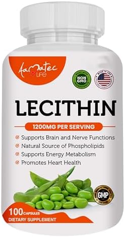 Suplemento de Lecitina de Soja AAMATEC LIFE 1200mg en Cápsulas para Salud del Corazón, Hígado y Cerebro - Apoya el Sistema Inmunológico y el - imagen 1