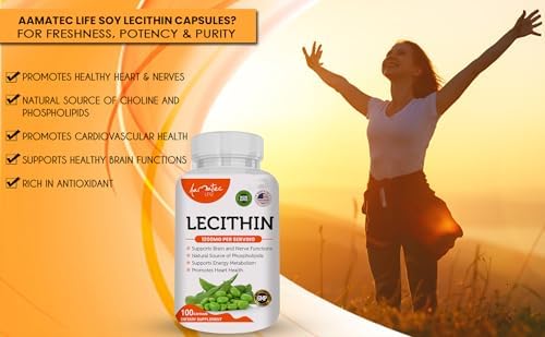 Suplemento de Lecitina de Soja AAMATEC LIFE 1200mg en Cápsulas para Salud del Corazón, Hígado y Cerebro - Apoya el Sistema Inmunológico y el - imagen 3