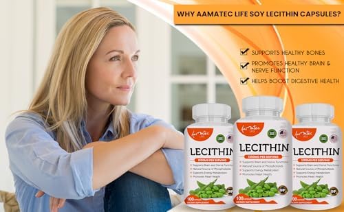 Suplemento de Lecitina de Soja AAMATEC LIFE 1200mg en Cápsulas para Salud del Corazón, Hígado y Cerebro - Apoya el Sistema Inmunológico y el - imagen 4