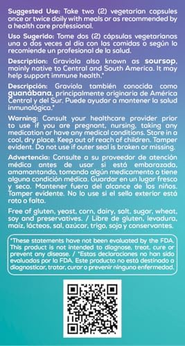 Cápsulas Vegetarianas de Graviola Soursop 60 Unidades, Suplemento Herbal Sin Gluten - imagen 4