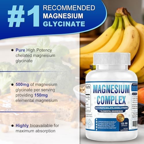 Suplemento de Complejo de Magnesio - 1000mg con 7 Formas de Magnesio como Glicinato, Citrato, Malato, Taurato y Orotato - Apoya la Relajación, - imagen 2