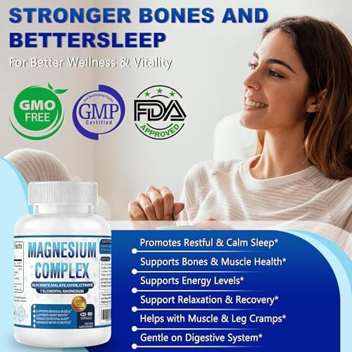 Suplemento de Complejo de Magnesio - 1000mg con 7 Formas de Magnesio como Glicinato, Citrato, Malato, Taurato y Orotato - Apoya la Relajación, - imagen 5