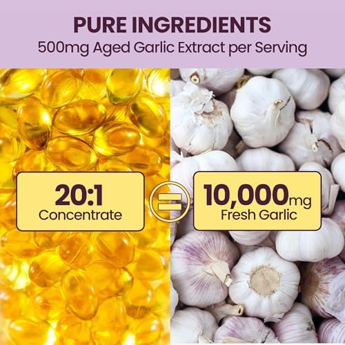 Suplementos de Ajo Aged Sin Olor en Softgels | 10000mg | 300 Cápsulas | Concentrado 20:1 | Alta Potencia, Mejor Absorción | Antioxidante y Soporte - imagen 2