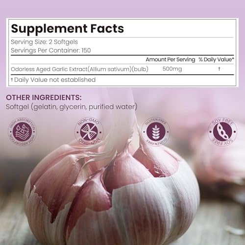 Suplementos de Ajo Aged Sin Olor en Softgels | 10000mg | 300 Cápsulas | Concentrado 20:1 | Alta Potencia, Mejor Absorción | Antioxidante y Soporte - imagen 5