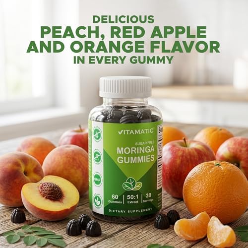 Vitamatic 2 Paquetes de Gomas de Moringa – Extracto Botánico Sin Azúcar – Suplemento Verde Vegano – 60 Gomas a Base de Pectina y No OGM - imagen 5