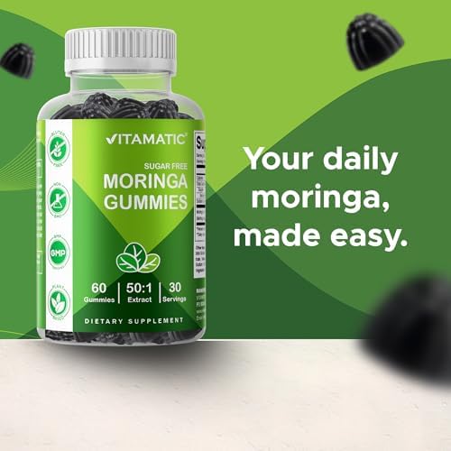 Vitamatic 2 Paquetes de Gomas de Moringa – Extracto Botánico Sin Azúcar – Suplemento Verde Vegano – 60 Gomas a Base de Pectina y No OGM - imagen 7