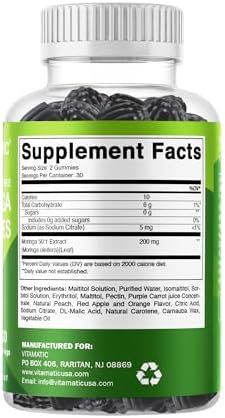 Vitamatic 2 Paquetes de Gomas de Moringa – Extracto Botánico Sin Azúcar – Suplemento Verde Vegano – 60 Gomas a Base de Pectina y No OGM - imagen 8