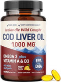 Aceite de Hígado de Bacalao en Softgels 1000MG | Omega 3 + Vitaminas A y D3 | Aceite de Bacalao Silvestre de Islandia | Suplemento EPA DHA Omega 3 - imagen 1
