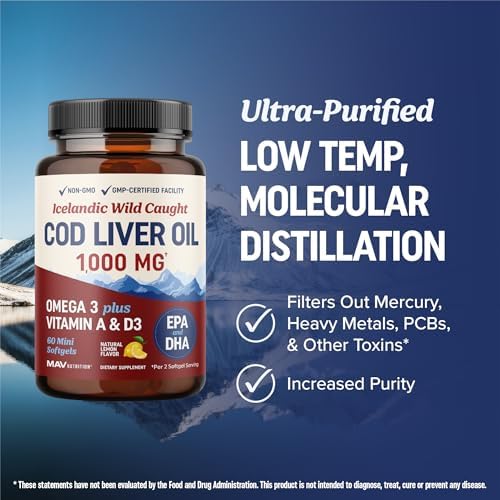 Aceite de Hígado de Bacalao en Softgels 1000MG | Omega 3 + Vitaminas A y D3 | Aceite de Bacalao Silvestre de Islandia | Suplemento EPA DHA Omega 3 - imagen 8