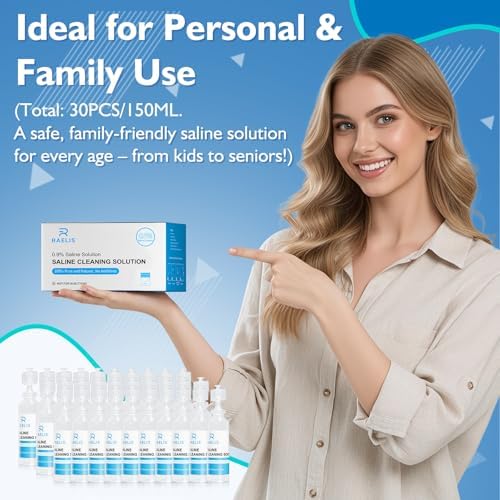 Solución Salina RAELIS, 150ml / 5.28 FL OZ, Solución Normal para Múltiples Usos en el Hogar, 5ml Cada Una, 30 por Caja - imagen 8