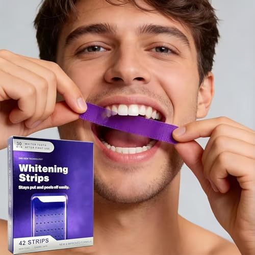 Tiras Blanqueadoras de Dientes Moradas, Seguras para Esmalte, Reducen Manchas y Mal Aliento, Uso en Casa o Viaje (2 Paquetes, 28 Tiras) - imagen 3