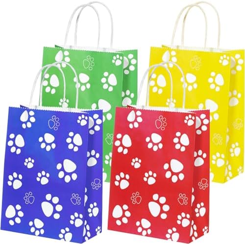 Capoda 24 Pzs Bolsas de Papel para Fiesta de Perros con Asa 8.7 x 6.3 x 3.2 Pulgadas en Rojo, Verde, Amarillo y Azul, Sorpresas para Cumpleaños de - imagen 1