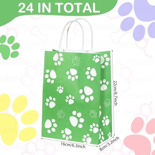 Capoda 24 Pzs Bolsas de Papel para Fiesta de Perros con Asa 8.7 x 6.3 x 3.2 Pulgadas en Rojo, Verde, Amarillo y Azul, Sorpresas para Cumpleaños de - imagen 3