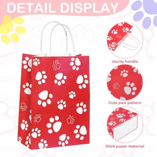Capoda 24 Pzs Bolsas de Papel para Fiesta de Perros con Asa 8.7 x 6.3 x 3.2 Pulgadas en Rojo, Verde, Amarillo y Azul, Sorpresas para Cumpleaños de - imagen 4
