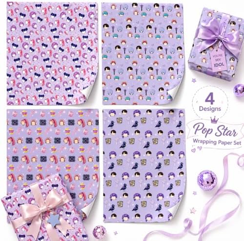 Papel de Regalo JenJen Tradition Anime Demon – 8 Hojas, 4 Diseños Estilo Cazador – Grande 20×27 in para Cumpleaños, Navidad, Fiestas y Regalos de - imagen 3