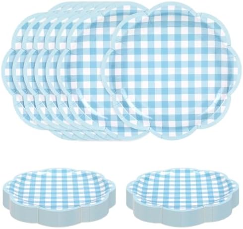 Platos Desechables Decorativos JarThenaAMCS de 7 Pulgadas, 60 Pcs en Gingham Marrón y Blanco para Cumpleaños y Baby Shower - imagen 8