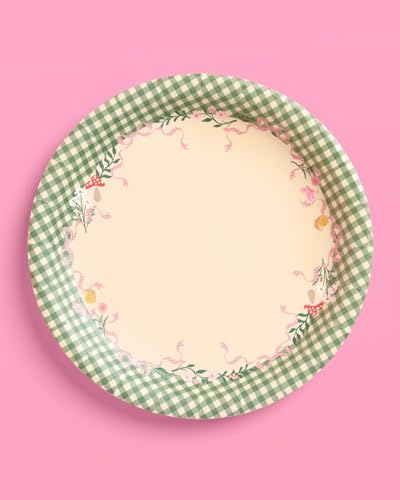 Platos de Hada del Jardín xo, Fetti - Paquete de 24, 9 | Decoraciones para Fiesta en el Bosque, Fiesta de Té, Cumpleaños Infantil, Mariposa, Gingham - imagen 6