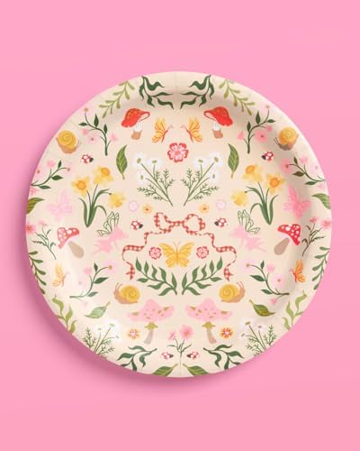 Platos de Hada del Jardín xo, Fetti - Paquete de 24, 9 | Decoraciones para Fiesta en el Bosque, Fiesta de Té, Cumpleaños Infantil, Mariposa, Gingham - imagen 7