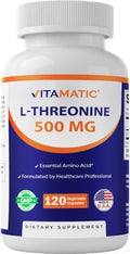Vitamatic L-Treonina 500mg – 120 Cápsulas Vegetales que Promueven la Salud del Hígado, Cardiovascular y Función Estructural - imagen 1
