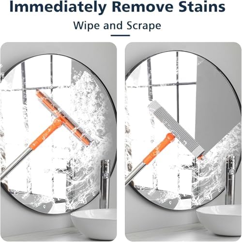 Limpiaparabrisas Profesional con Extensiones de 10-55, 2 en 1 Limpiador de Ventanas con Mango de Acero Inoxidable, Squeegee para Gasolineras, Vidrio - imagen 4
