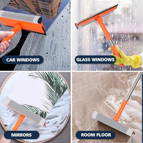 Limpiaparabrisas Profesional con Extensiones de 10-55, 2 en 1 Limpiador de Ventanas con Mango de Acero Inoxidable, Squeegee para Gasolineras, Vidrio - imagen 5