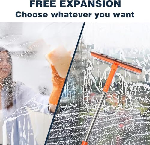Limpiaparabrisas Profesional con Extensiones de 10-55, 2 en 1 Limpiador de Ventanas con Mango de Acero Inoxidable, Squeegee para Gasolineras, Vidrio - imagen 6