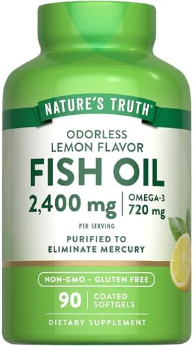 Suplemento de Aceite de Pescado Omega 3 Nature's Truth | 2400mg | 90 Cápsulas Blandas | Sabor a Limón | Sin Olor | No Transgénico y Sin Gluten - imagen 1