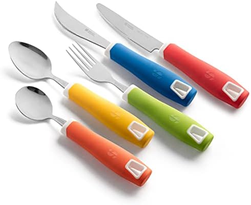 Utensilios Adaptativos Special Supplies (Juego de 5 Piezas) con Mangos Anchos, Antideslizantes y Sin Peso para Temblores, Artritis, Parkinson o Uso - imagen 1