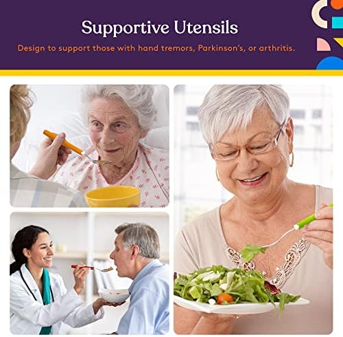 Utensilios Adaptativos Special Supplies (Juego de 5 Piezas) con Mangos Anchos, Antideslizantes y Sin Peso para Temblores, Artritis, Parkinson o Uso - imagen 2