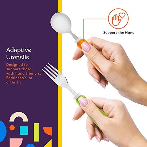 Utensilios Adaptativos Special Supplies (Juego de 5 Piezas) con Mangos Anchos, Antideslizantes y Sin Peso para Temblores, Artritis, Parkinson o Uso - imagen 4