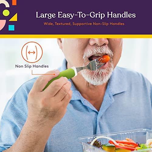Utensilios Adaptativos Special Supplies (Juego de 5 Piezas) con Mangos Anchos, Antideslizantes y Sin Peso para Temblores, Artritis, Parkinson o Uso - imagen 5