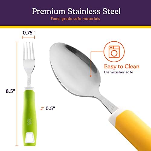 Utensilios Adaptativos Special Supplies (Juego de 5 Piezas) con Mangos Anchos, Antideslizantes y Sin Peso para Temblores, Artritis, Parkinson o Uso - imagen 6