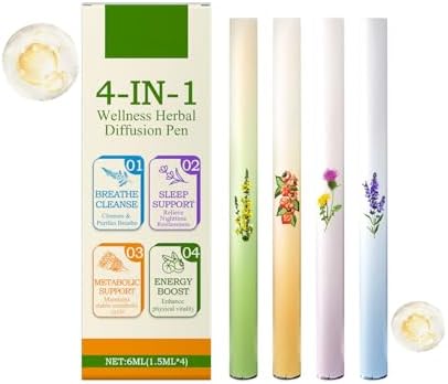 Bolígrafo Difusor Herbal de Mullein, Inhalador Natural de Aromaterapia con Mullein, Tomillo y Menta, Set de 4 Aromas, Tamaño Portátil, Frescura y - imagen 1