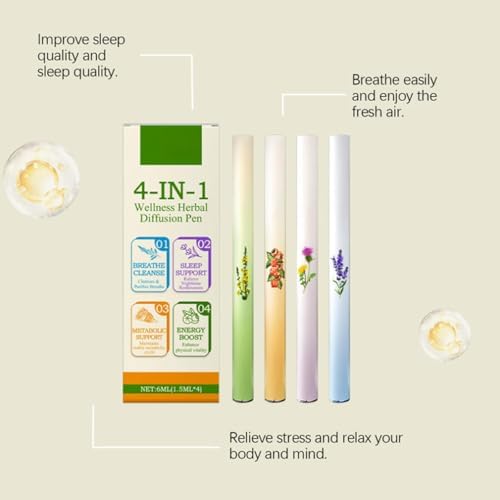 Bolígrafo Difusor Herbal de Mullein, Inhalador Natural de Aromaterapia con Mullein, Tomillo y Menta, Set de 4 Aromas, Tamaño Portátil, Frescura y - imagen 3