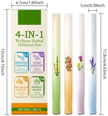Bolígrafo Difusor Herbal de Mullein, Inhalador Natural de Aromaterapia con Mullein, Tomillo y Menta, Set de 4 Aromas, Tamaño Portátil, Frescura y - imagen 7