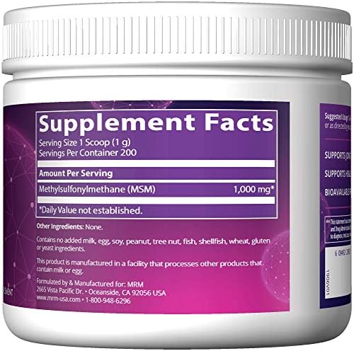 Cristales de MSM MRM - Suplemento de Azufre Puro para Cabello, Piel y Uñas - 200 Porciones, Vegano y No GMO - imagen 3