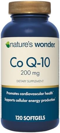 Suplemento CoQ10 de Nature's Wonder - 200mg en Softgels para la Salud del Corazón, Función Cardiovascular y Energía Celular, 120 Softgels, Suministro - imagen 1