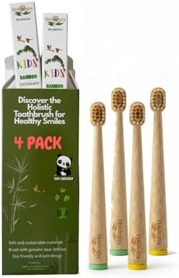 Cepillo de Dientes Holidentix de Bambú para Niños con Cerda de Jabalí, Autoportante, Ecológico y Sin Plástico - imagen 1