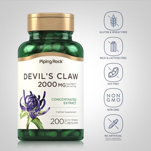 Piping Rock Garra del Diablo | 200 Cápsulas | Suplemento Herbal | Extracto Concentrado | Sin OGM, Libre de Gluten - imagen 3