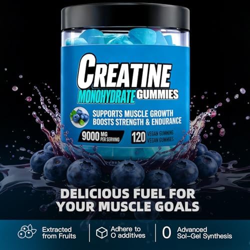 Gomitas de Creatina Monohidratada 9000 MG para Hombres y Mujeres, Pre-Entreno con BCAA, L-Carnitina, Taurina y Vitamina B12, 0 Azúcar, Veganas - 120 - imagen 4
