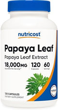 Extracto de Hoja de Papaya Nutricost 120 Cápsulas - 60 Porciones por Botella, Vegano, Sin OGM, Sin Gluten - imagen 1