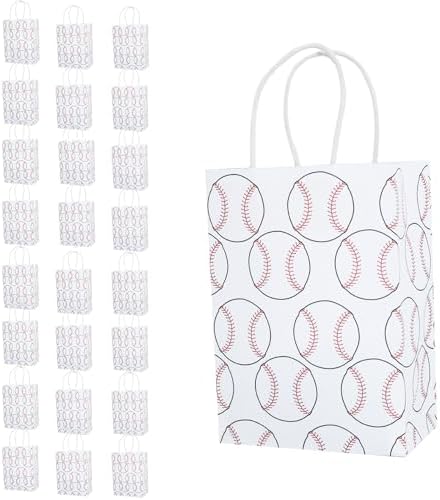 FUGOCOOG 24 Paquetes de Bolsas de Regalo para Fiestas de Béisbol 8.2 x 5.9 x 3.2 con Asas, Bolsas de Dulces para Cumpleaños y Deportes en Equipo - imagen 1