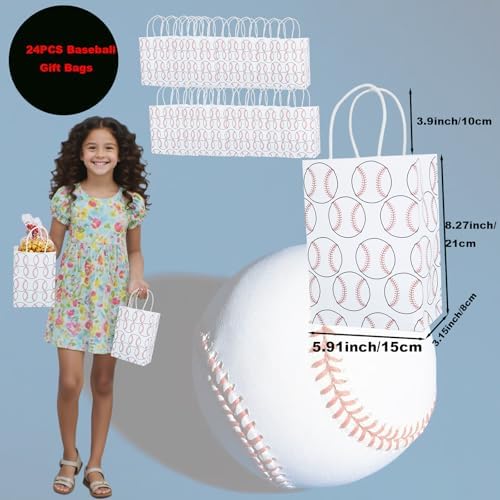 FUGOCOOG 24 Paquetes de Bolsas de Regalo para Fiestas de Béisbol 8.2 x 5.9 x 3.2 con Asas, Bolsas de Dulces para Cumpleaños y Deportes en Equipo - imagen 2