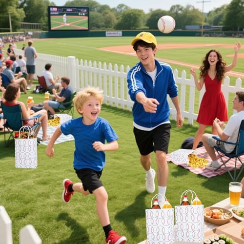 FUGOCOOG 24 Paquetes de Bolsas de Regalo para Fiestas de Béisbol 8.2 x 5.9 x 3.2 con Asas, Bolsas de Dulces para Cumpleaños y Deportes en Equipo - imagen 5