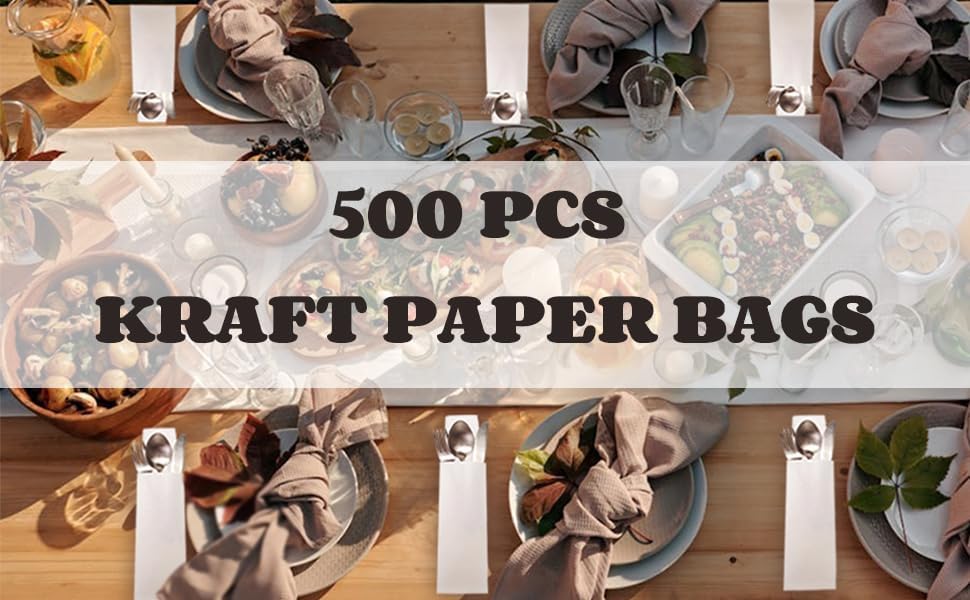 Bolsas de Papel Kraft Blanco YOUEON de 500 Pcs para Utensilios, 3 x 9.8 in, Fundas Antigrasa para Comida, Suministros para Fiestas y Mesa - imagen 5